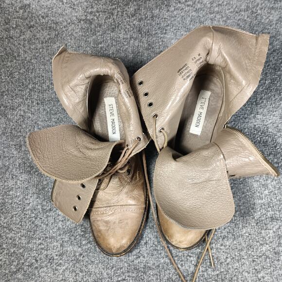 Steve Madden Graanie Ankle Boots Women Sz 8.5 M Brown Leather Lace Up - Picture 8 of 9